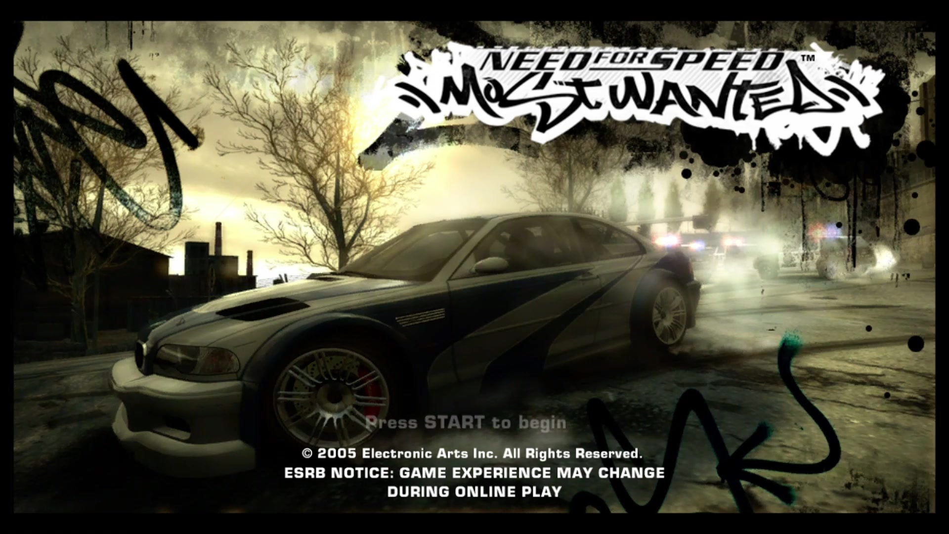 Need for Speed: Most Wanted title screen for Xbox 360